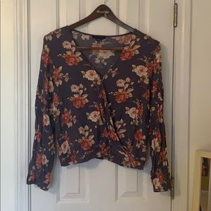 AE long sleeved floral wrap shirt